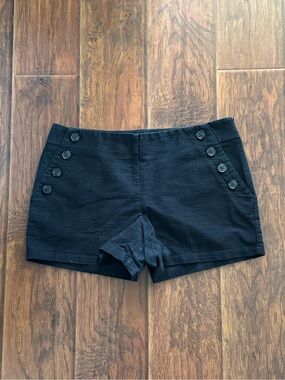 LOFT Black High-Waist Button-Accent Bike Shorts